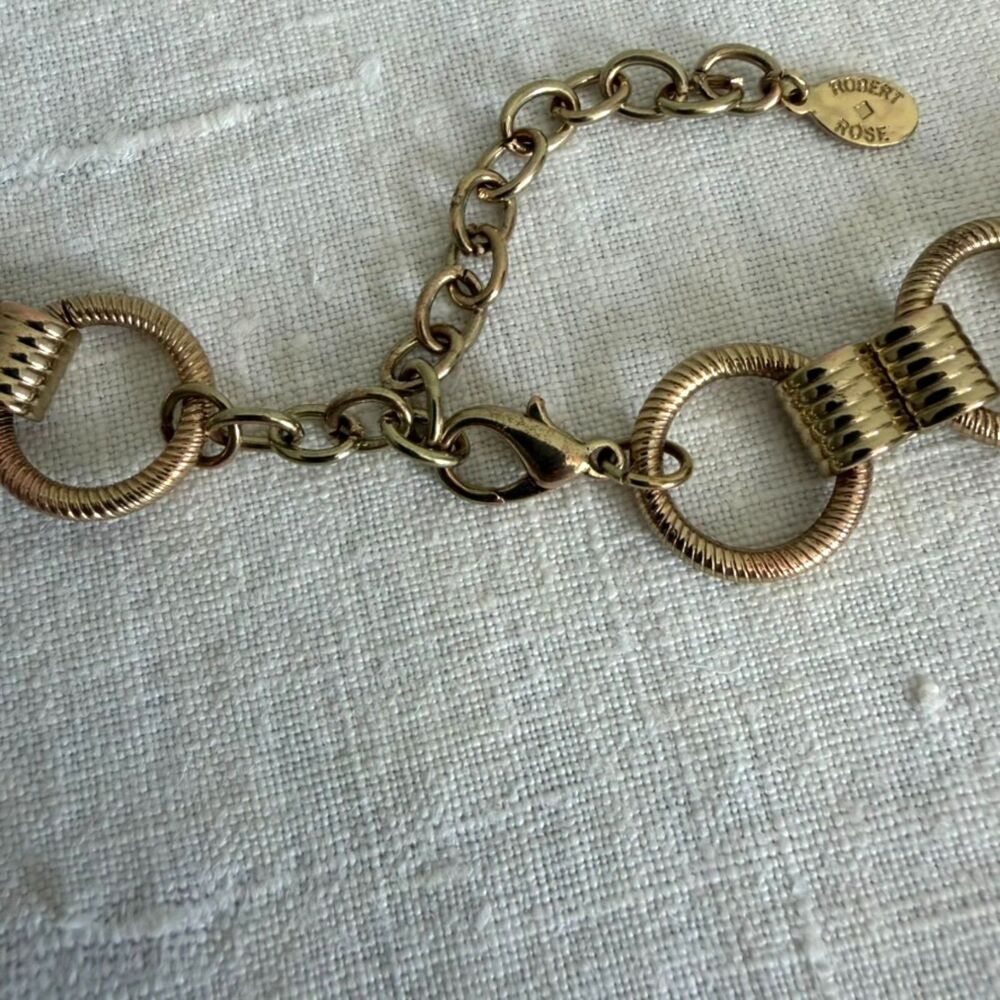 Vintage Robert Rose Gold Chunky Chain Statement Necklace Ribbed Links Retro Y2K - Picture 4 of 7